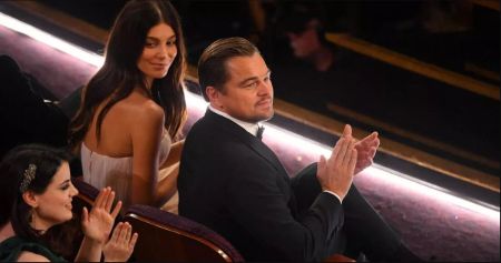 Leo and Camila were on the front seat alongside Brad Pitt.